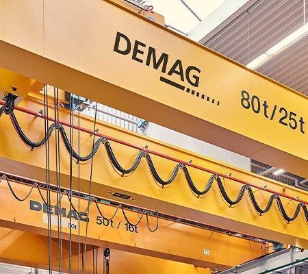 Два мостовых крана Demag 80/25 и 50/16 тонн в одном пролёте